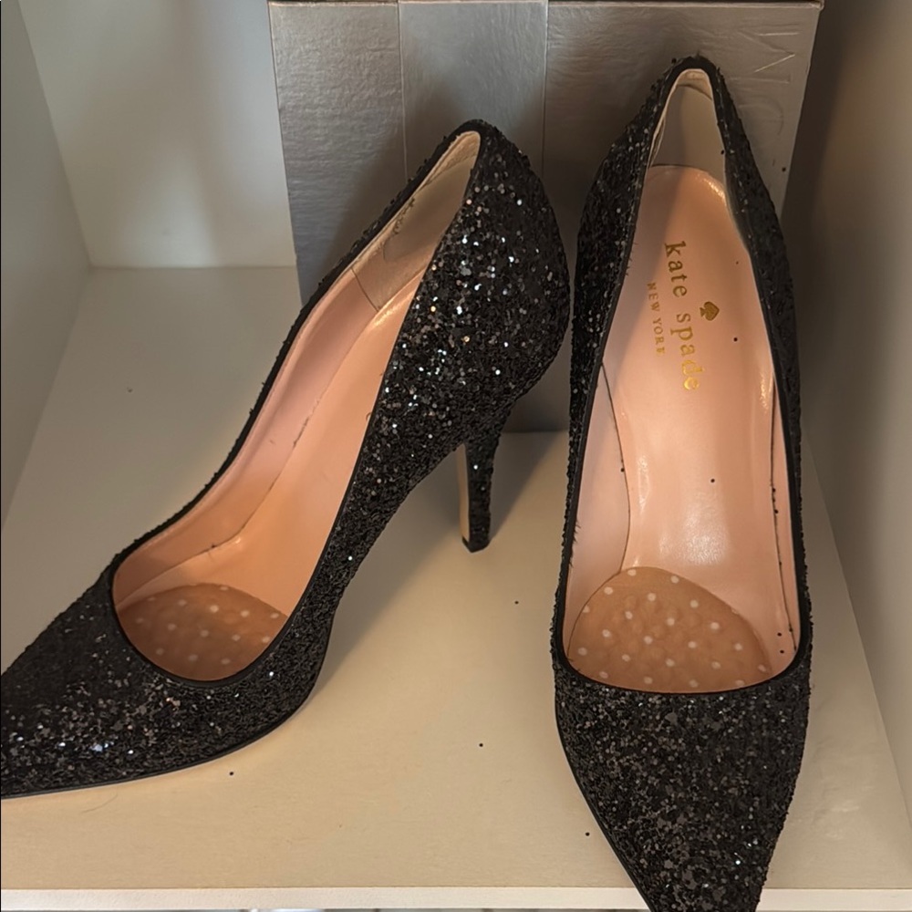 Kate Spade Black Heels with Glitter Finish